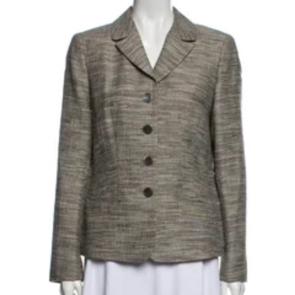 Lafayette 148 Pattern Long Slv Jacket Neutrals 2 Shades Tan Blk Sz 6 #347